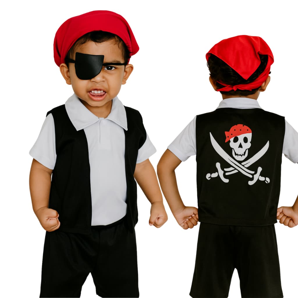 Fantasia Infantil Pirata Menino Com Acessórios Roupa de Pirata Festa