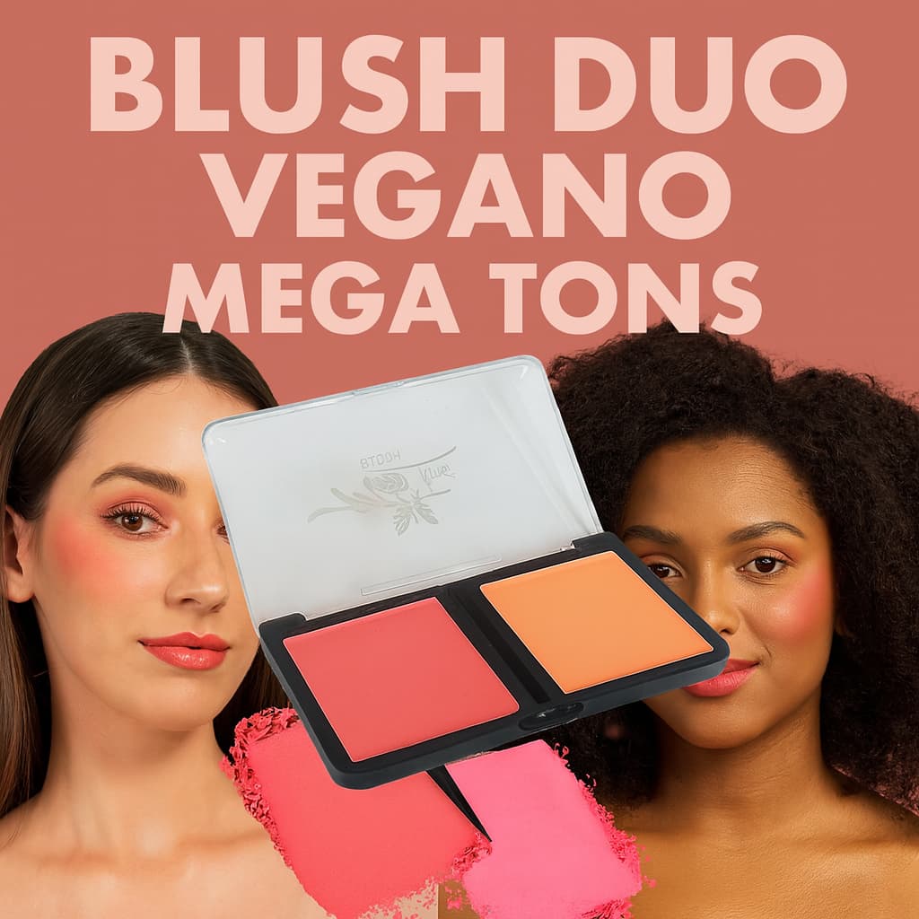 Blush Duo Vegano 2 Cores Mega Tons Moda Feminina  Pele Clara Escura Maquiagem Mulher