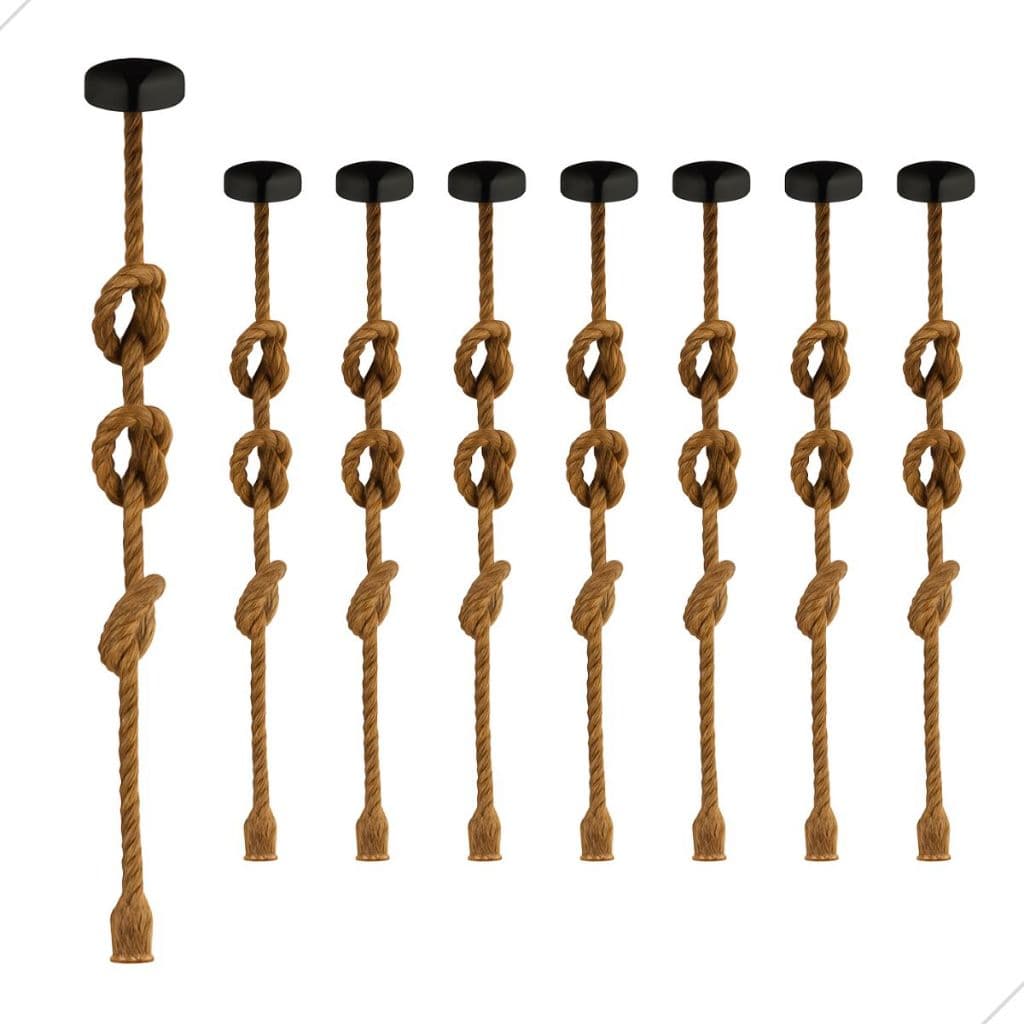 Kit 8 Pendente Luminária Corda 2 Metros Bivolt 110v/220v Retro Vintage Rústico Decorativo E27 Sisal