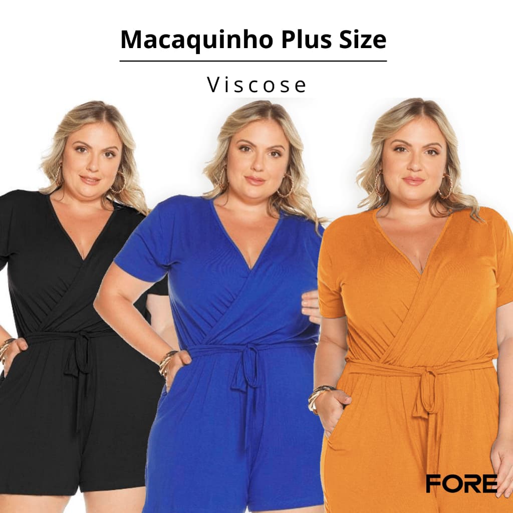 Macaquinho Shorts Plus Size Leve Fresquinho Visco  070076-C3