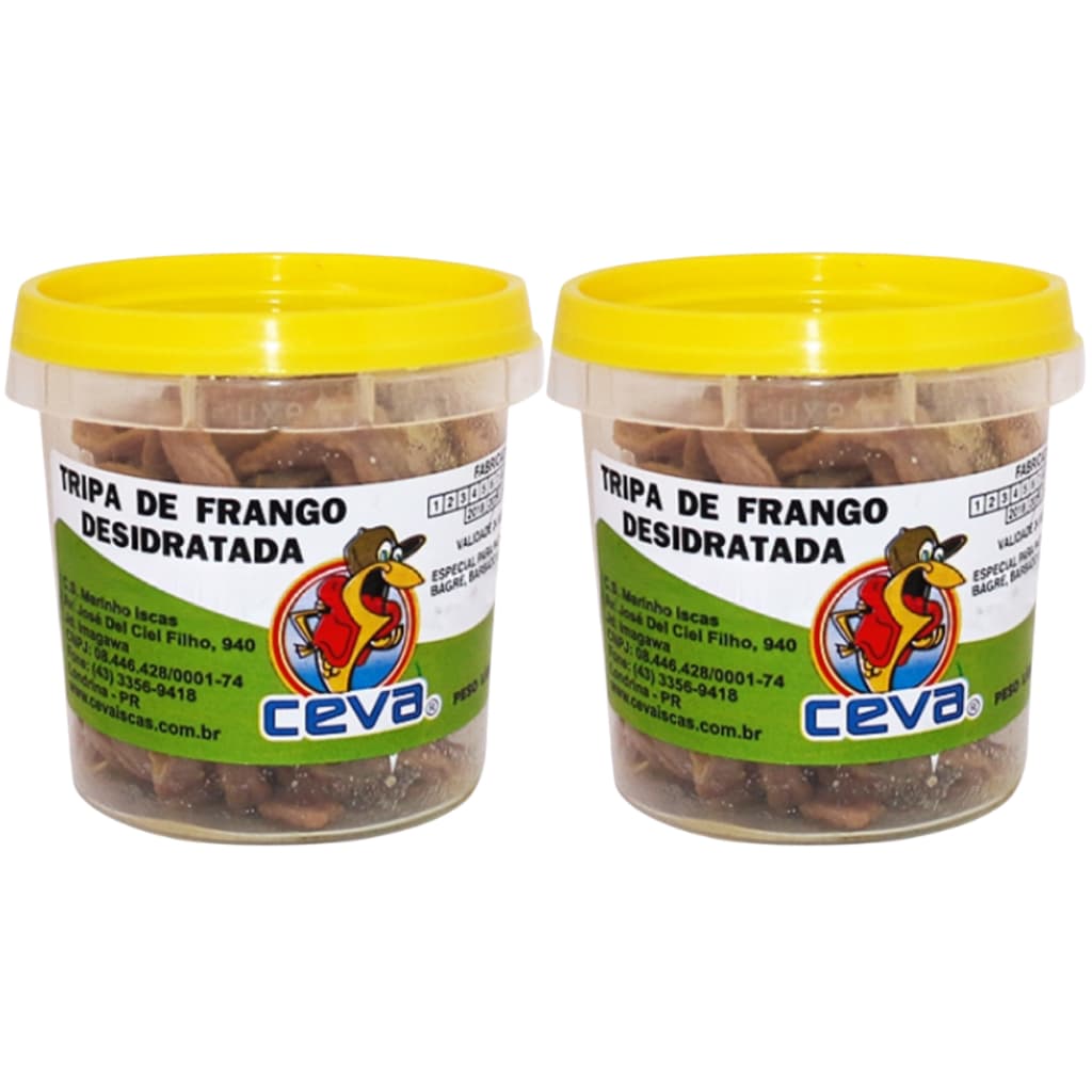 Kit 2 Isca Para Pesca Tripa De Frango Desidratada 120g Ceva Iscas