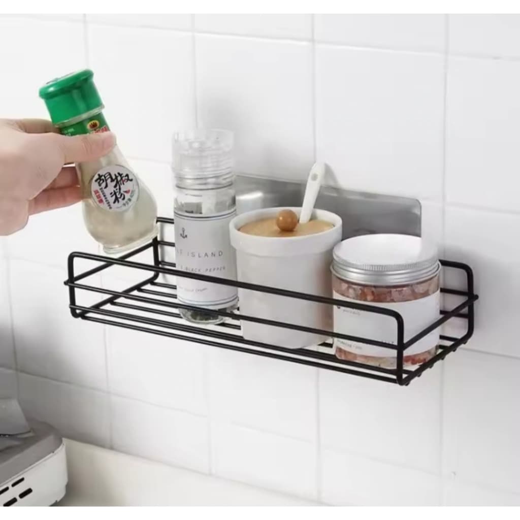 Prateleira de Parede Adesiva em Aço – Suporte Organizador para Cozinha e Banheiro