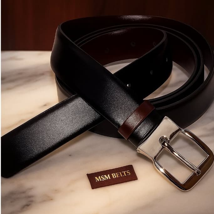 Cinto Social Masculino Dupla Face Couro  Preto Marrom Plus Size Grande Reversível 160cm Tamanho