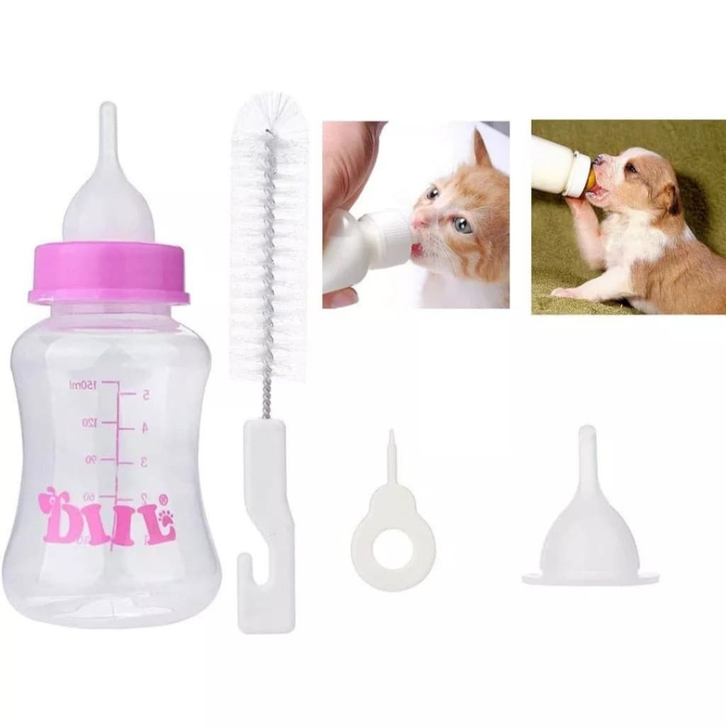 Kit Mamadeira de 4 á 7 Peças Para Filhotes – Alimentação Completa com Bico e Escova Limpadora Gato Pet LR-0253