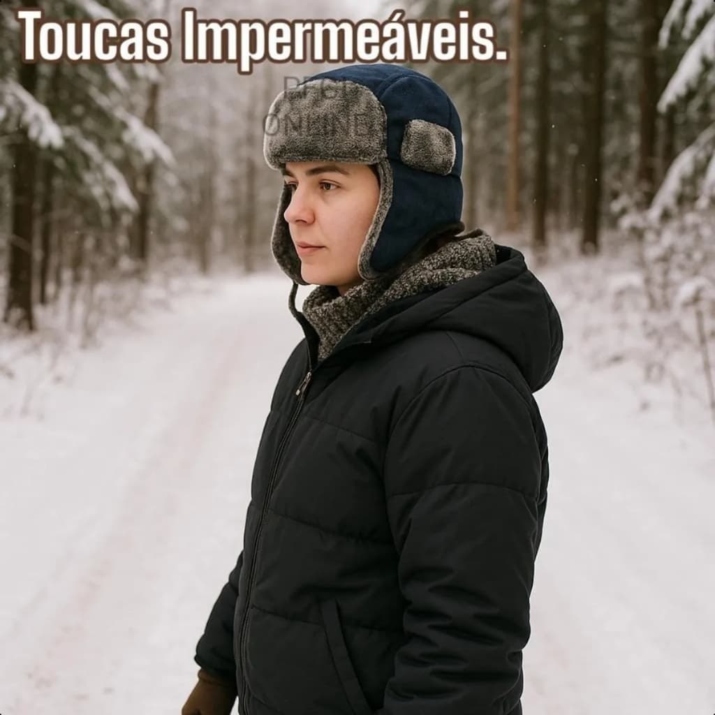 Touca Gorro Boina Impermeável Forrada Térmica Tapa Orelha