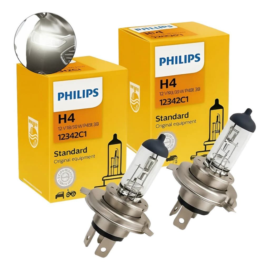 Par De Lâmpada Philips H4 Original Farol Alto E Baixo