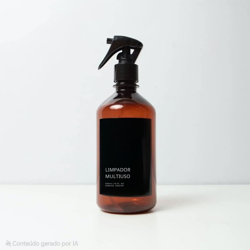 Frasco Âmbar Minimal Preto Limpador Multiuso Sanchz design