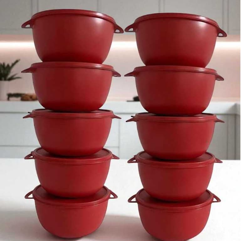 Kit 10 Potes Plásticos 1L  Bowl P/ Cozinha , Vasilhas de Plástico com Tampa