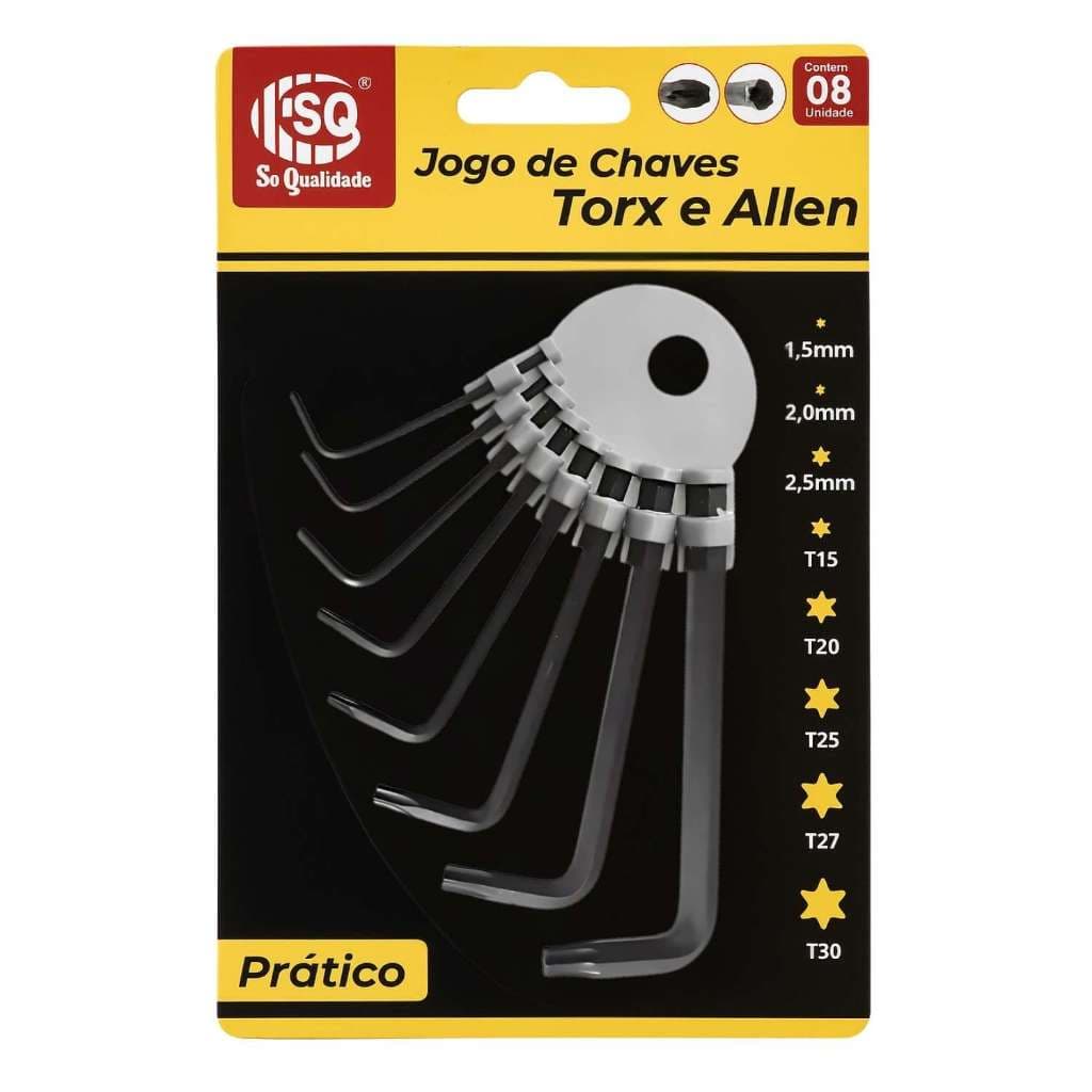 Jogo De Chave Torx & Allen Inox Com 8 Peças Alta Qualidade Ferramenta  Profissional