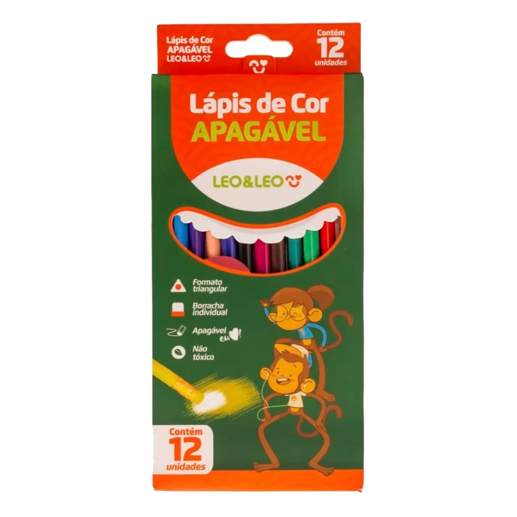 Lapis De Cor Leo & Leo 12 Cores Triangular Apagavel Imperdivel