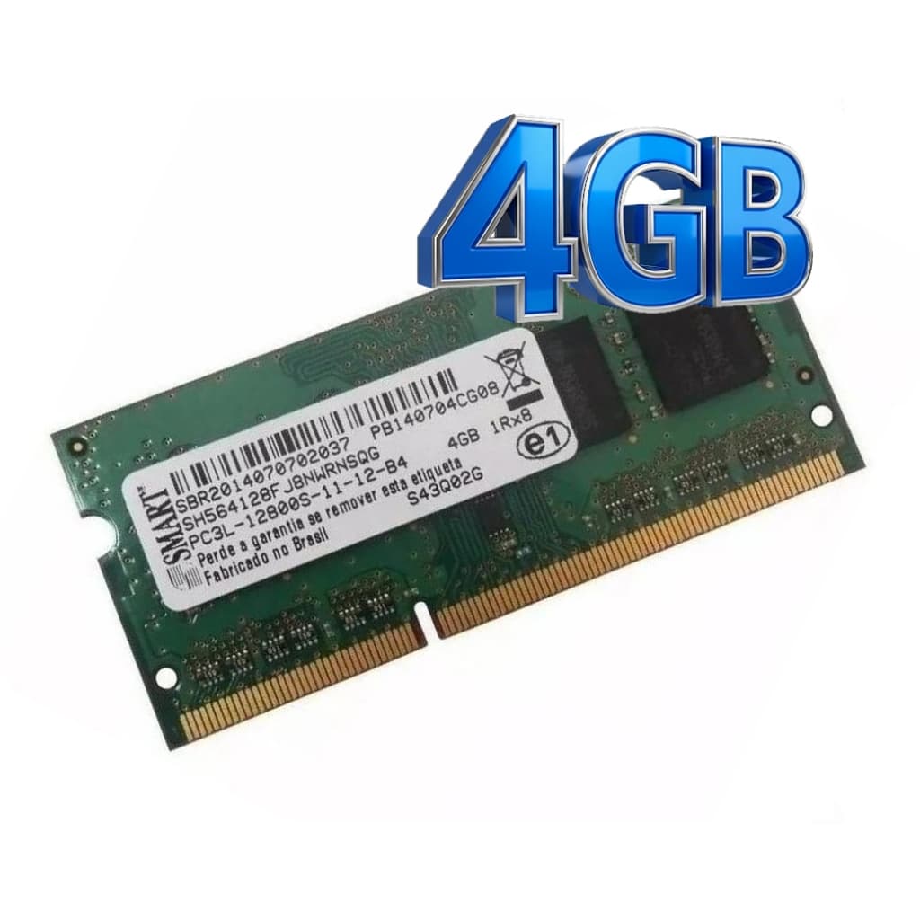Memória RAM Smart 4GB DDR3L 1600MHz 1.35V PC3L 12800S para Notebook