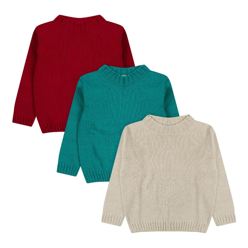 Blusa Infantil de Tricô Inverno – Suéter Liso ou Listrado Avulso Tam. 1 a 8 Anos