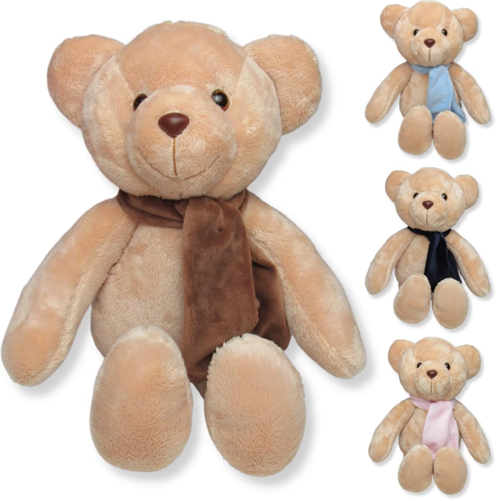 Urso Pelúcia Caramelo Com Cachecol 40cm Decoração Antialérgico Macio