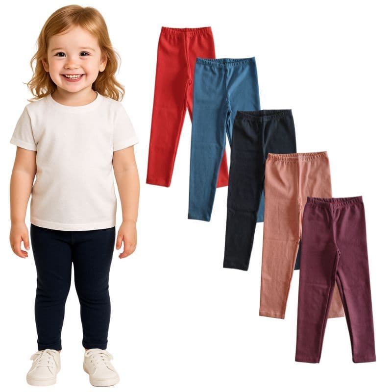 Kit 3 Calças Infantil Legging Lisa Menina Algodão Tamanho 1 a 10 anos