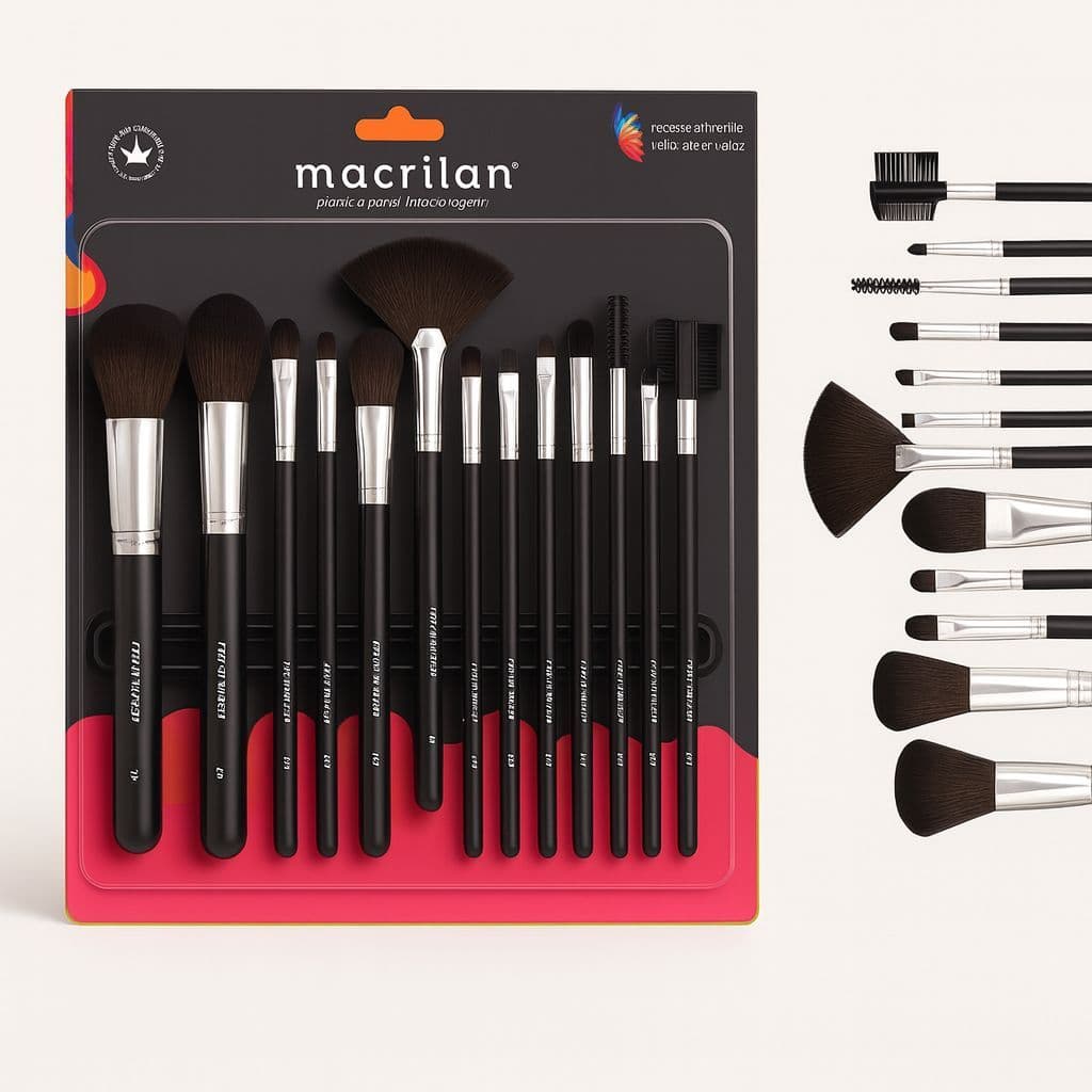 Kit com 12 Pinceis de Maquiagem Macrilan - Utensilios de Beleza, Acessorios de Maquiagem