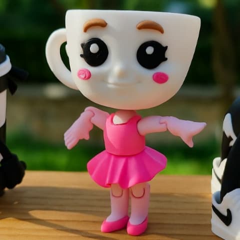 Boneca articulada Bailarina Cappuccino Brainrot-impressão 3d