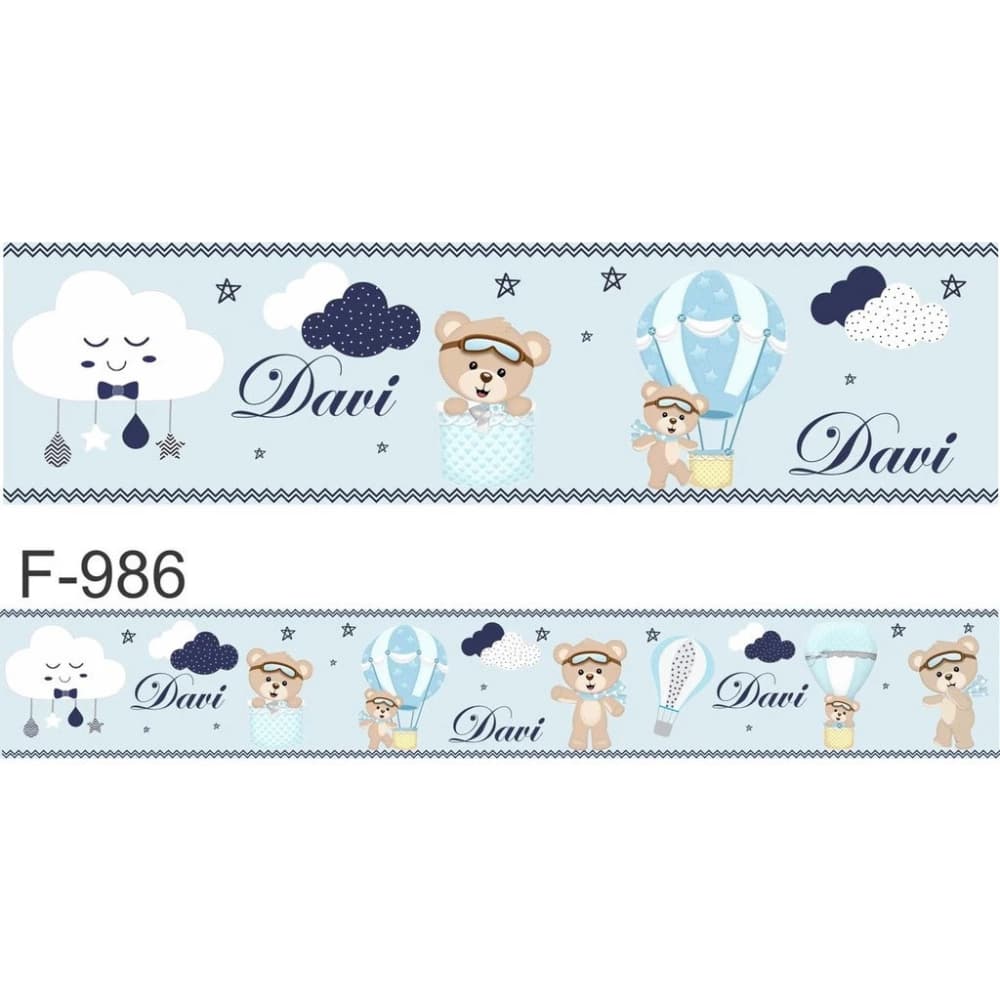 Faixa Adesiva Para Parede De Urso Azul Quarto Menino Infantil