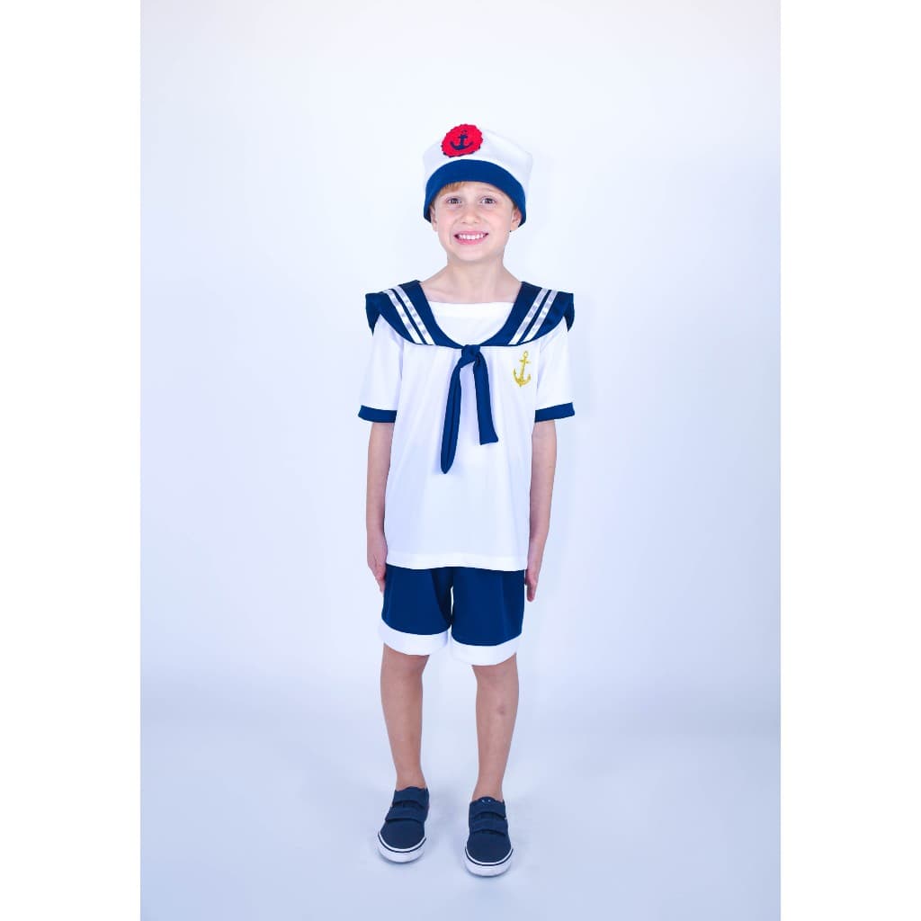 Fantasia Infantil Menino Marinheiro Com Boina Muvilê