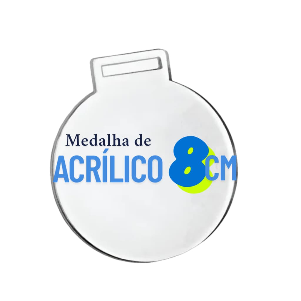 Medalha Acrílico Cristal 2mm Redonda Lisa 8 cm Kit 50 - 100 unidades
