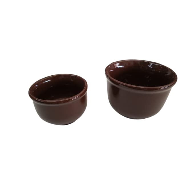 Cumbuca Para Feijoada e Molhos Caldos Grande e Pequena Em Porcelana Marrom 200 e 350 ml