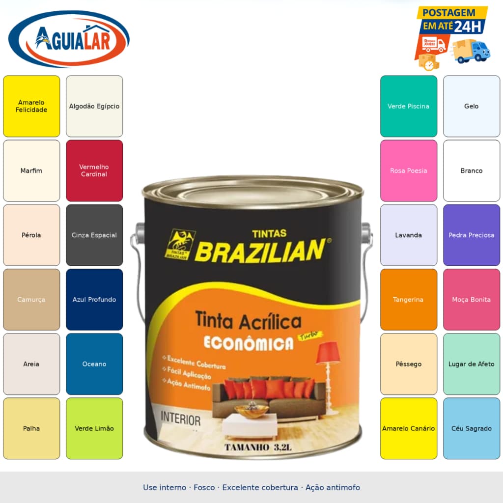 Tinta De Parede Anti Mofo acrílica Brazilian Fosco 3,2 Litros