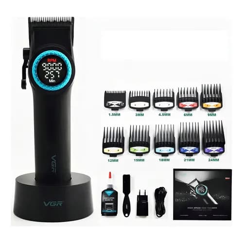 Máquina de Cortar Cabelo Profissional VGR V001 Premium – Cor Preta Destaques do Produto Potência Profissional: motor