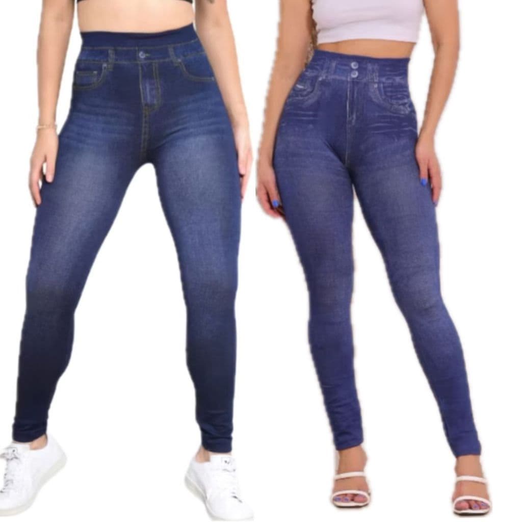 Calça Leg Jeans Fake  Legging Feminina Cintura Alt, Academia Dia A Dia  | Conforto e Estilo, Kit  ou Unidade