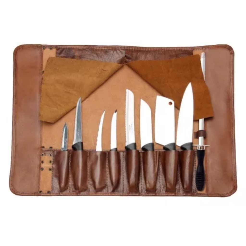 Bolsa De Facas Estojo Chef Churras Em Couro Legitimo Oferta Chef De Cozinha Dia dos Pais