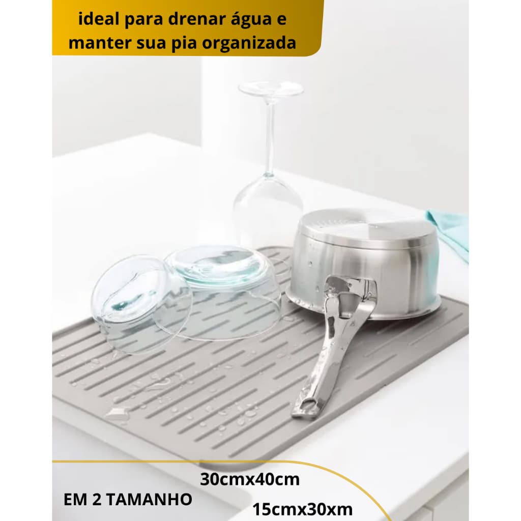 Tapete Escorredor de Louças  40x30 PVC Copos Prato CORES SORTIDAS e Bartender Para Mesa Balcão