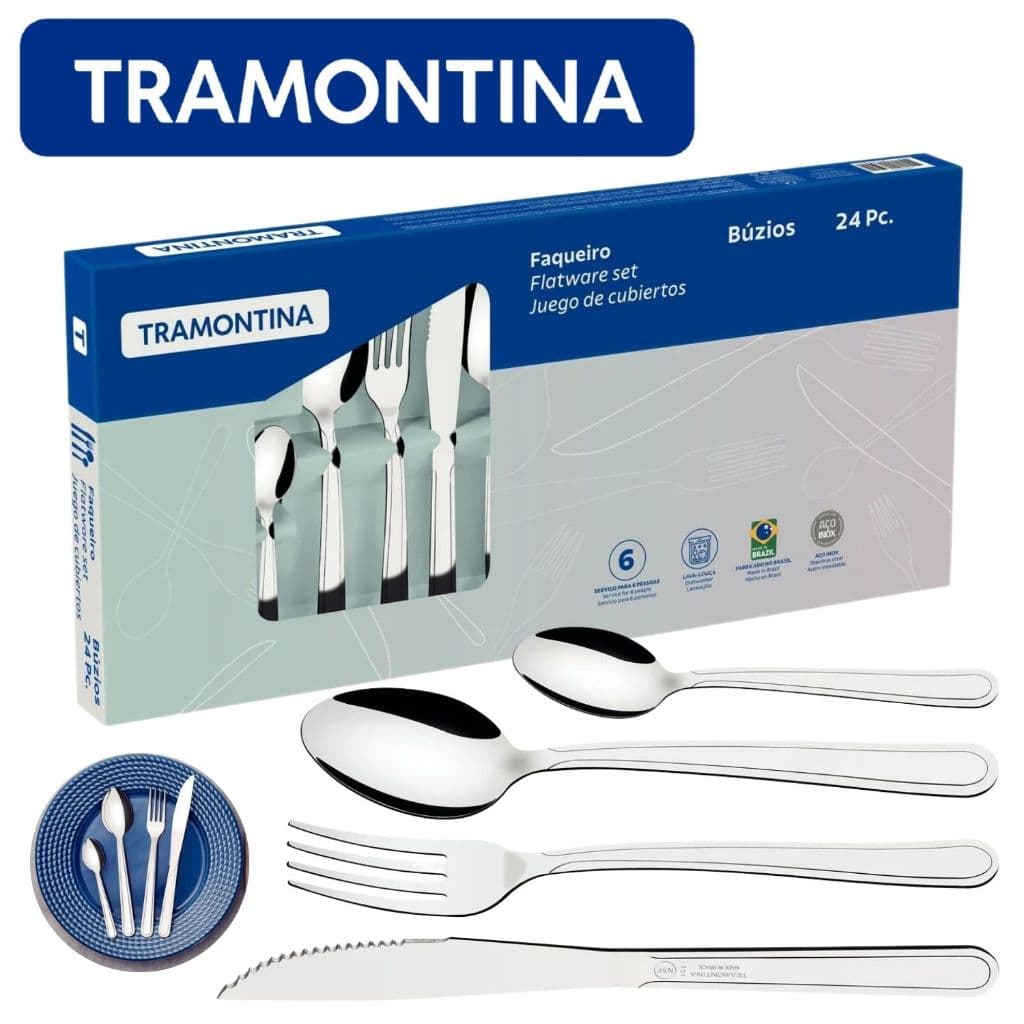 Jogo De Talheres Faqueiro 24 peças Búzios Utensílios de Cozinha - Tramontina