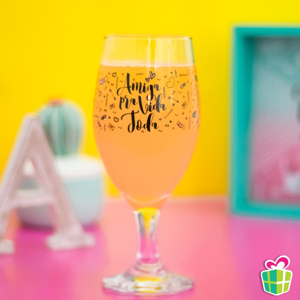 Taça Windsor Cristalino 480 ml Amiga pra Vida Toda Presente
