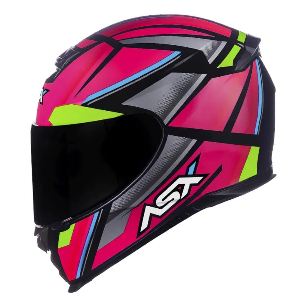 Capacete Asx Eagle Explorer - Preto / Rosa / Prata