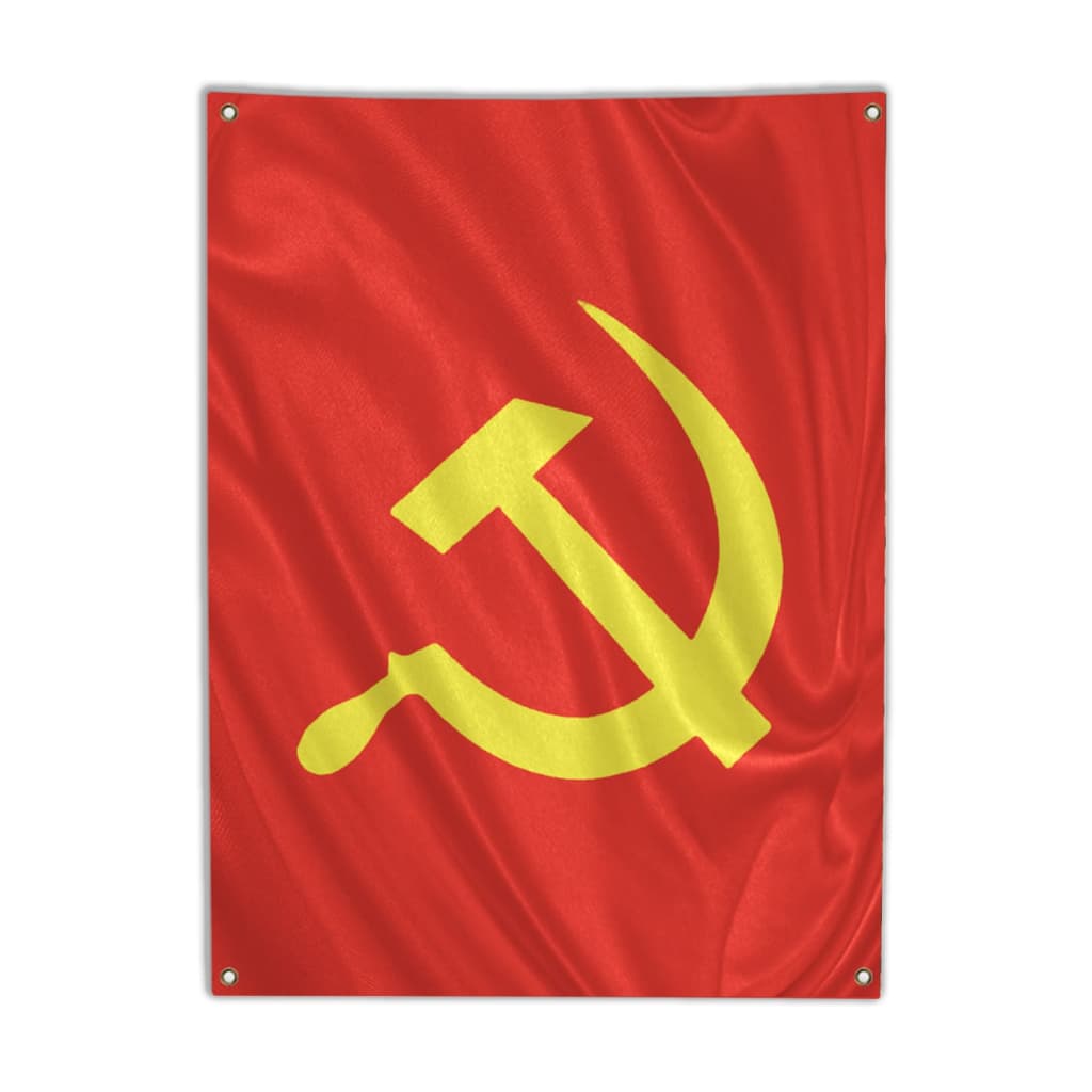 Bandeira Tapeçaria Foice e Martelo Comunismo Vermelha Decoração Quarto Parede 110x65cm