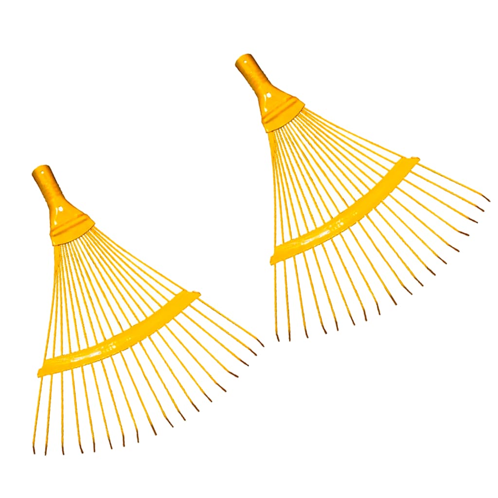 Kit 2 Vassouras Para Jardim Metálica 18 Dentes Sem Cabo Rastelo