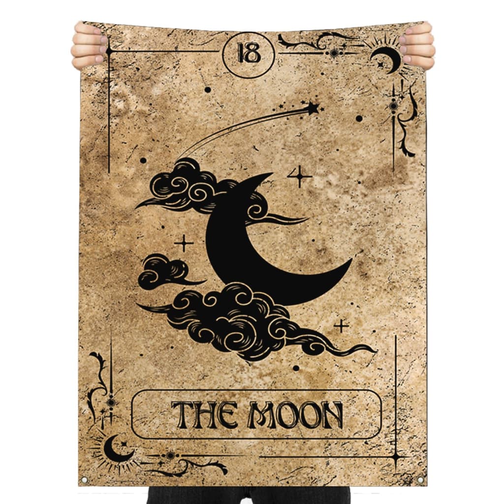 Bandeira Tapeçaria Lua Tarô Decoração Mística 110x65cm