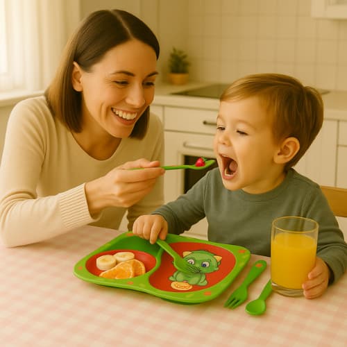 KIT PRATO +  TALHER INFANTIL COM DIVISORIAS INFANTIL ALIMENTAÇÃO E REFEIÇÃO CRIANÇA