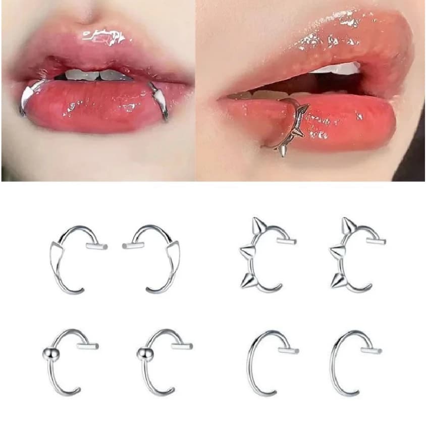 1pc Na Moda Punk Clipe De Aço Inoxidável Em Falso Piercing Lábio Anéis Feminino Masculino Unisex Nariz