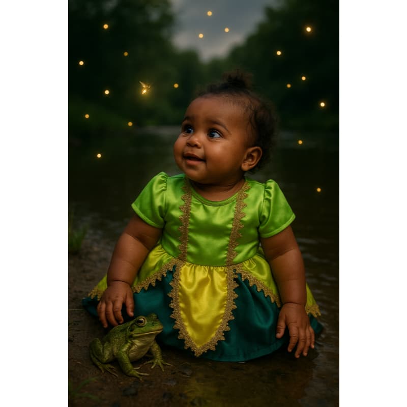 BODY LUXO FANTASIA TEMATICA  INFANTIL PRINCESA TIANA MENINAS MESVERÁRIOS FESTAS