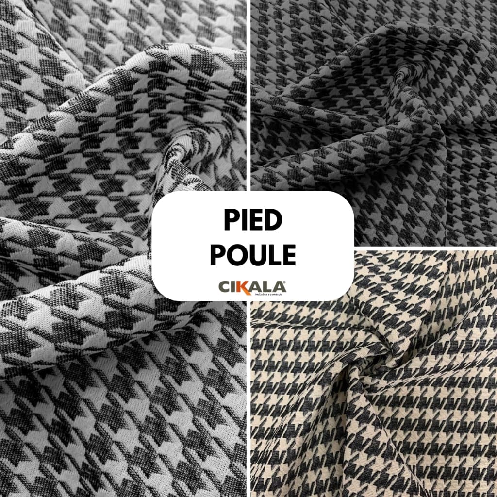 Tecido Pied Poule Clássico 1x1,60m  Ideal para Roupas Elegantes, Moda Feminina e Decoração Sofisticada