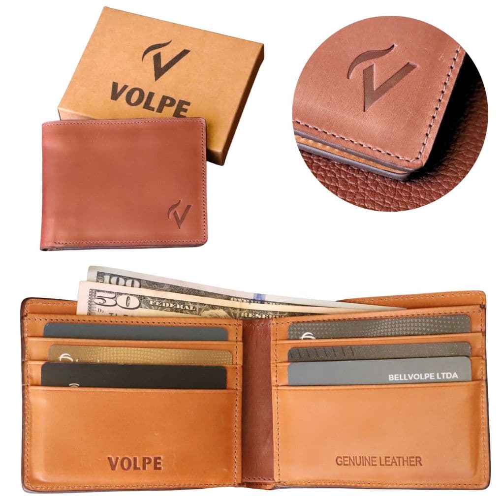 Carteira Masculina Horizontal Couro Legítimo Marca Volpe Borda Italiana Presente Loja de Fábrica