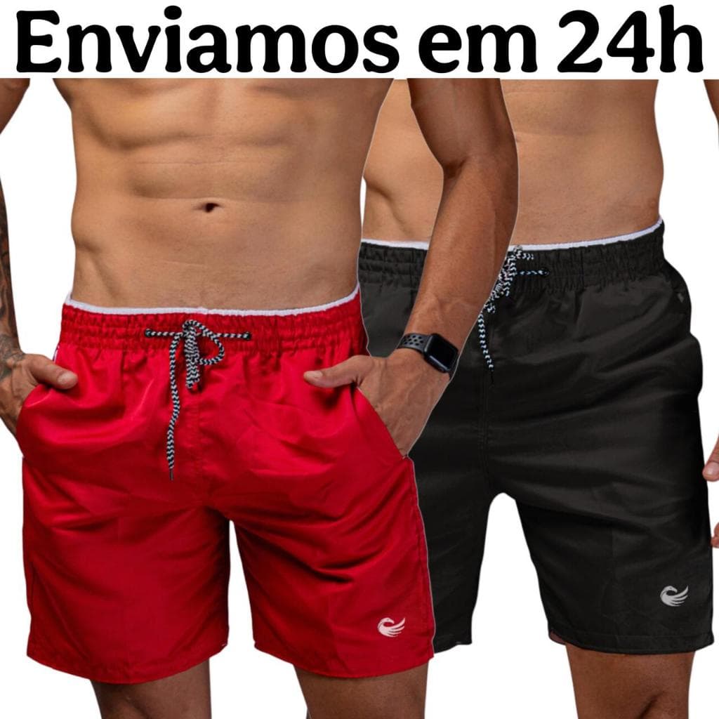 Kit 2 bermudas masculina shorts tactel academia
