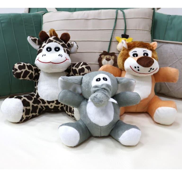 Trio Bichos da Selva Safari Para Nicho Pelúcia Decoração Bebê
