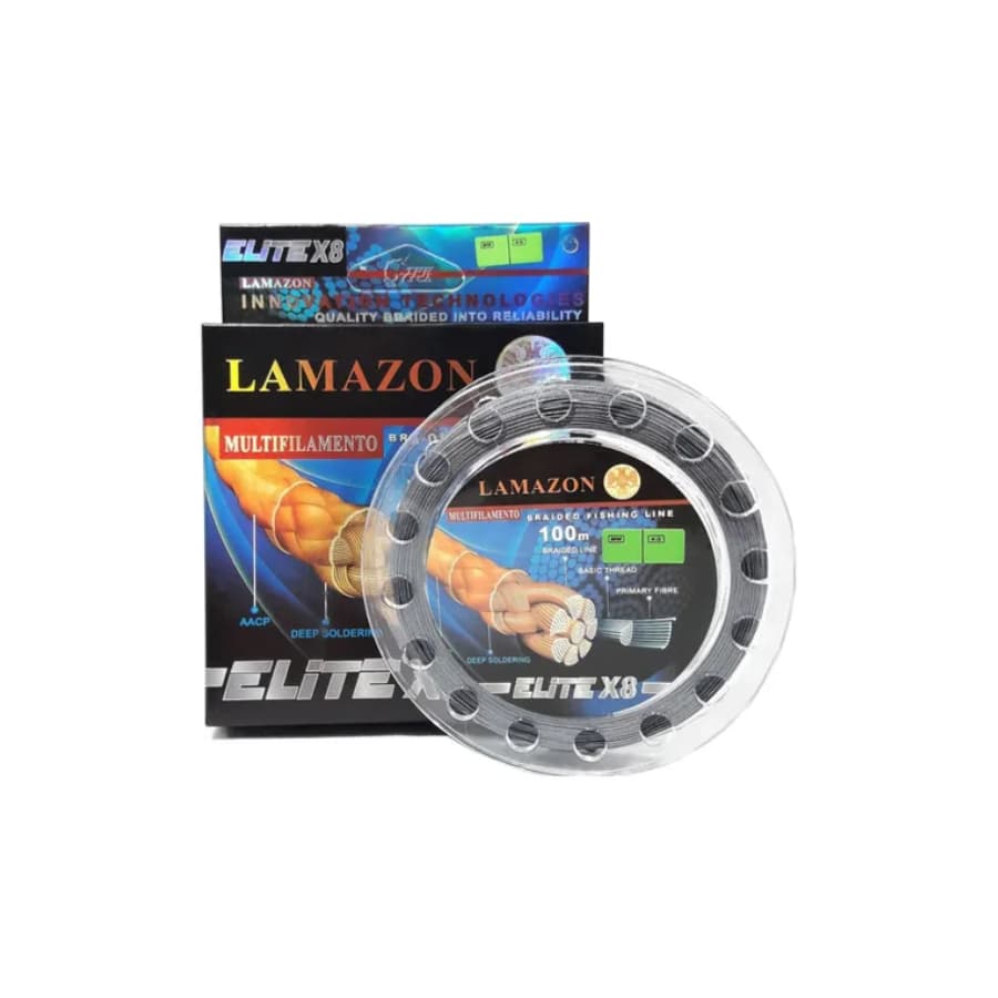 Linha Lamazon Elite 8 Fios 100m Cinza Super Resistente P/ Pesca Com Carretilha Molinete Pindoca Tucunaré