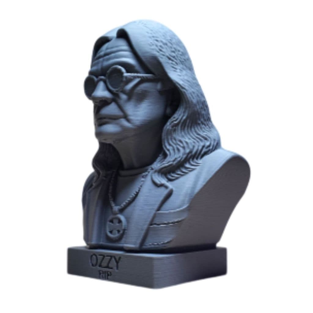 Busto Ozzy Osbourne Black Sabbath Escultura Decorativa Rocker em Impressão 3D (11x8x6 cm)