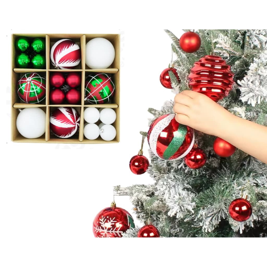 Caixa Com 58 Bolas De 3/5,5cm Enfeites Para Arvore De Natal
