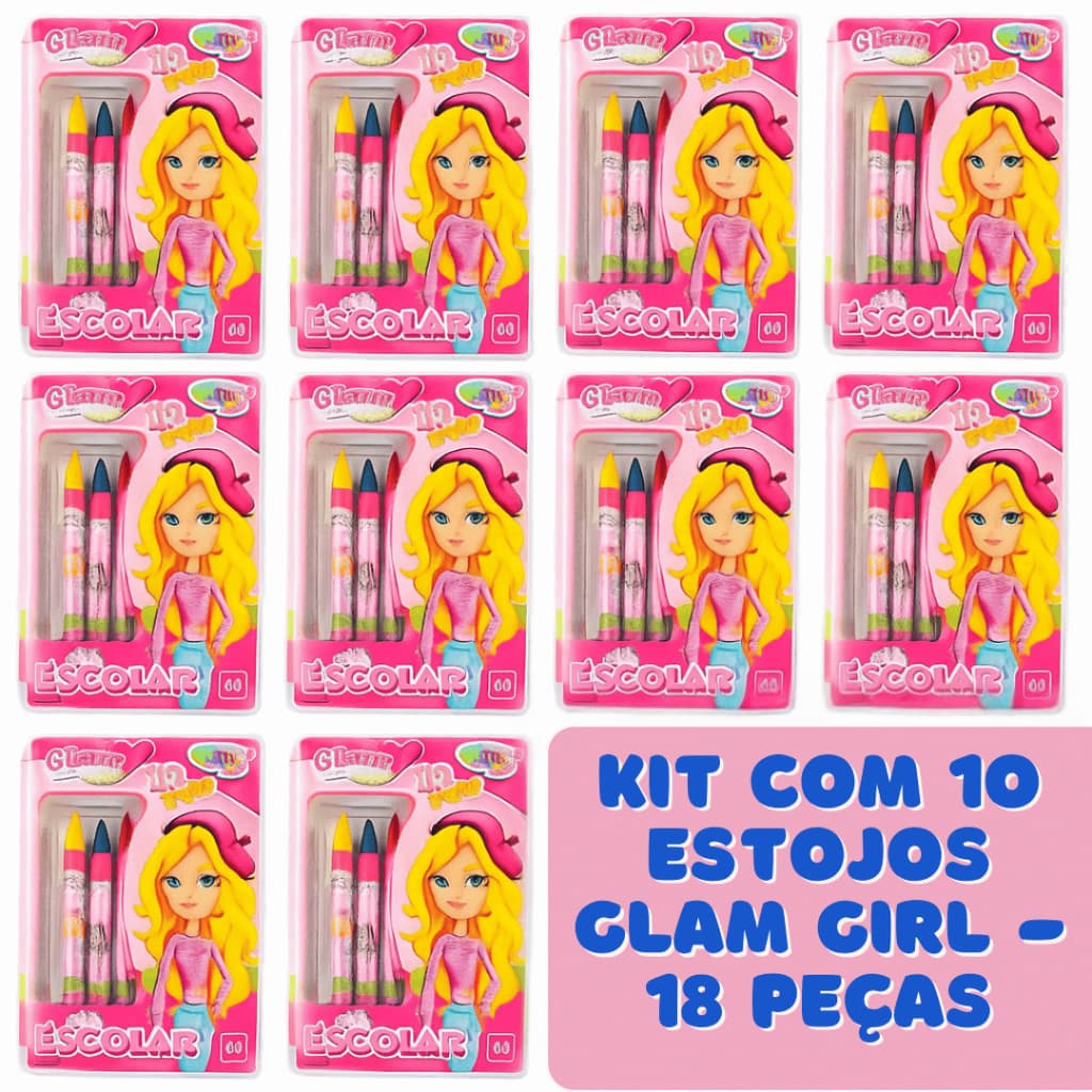 kit com 10 estojos Infantis com 18 Peças - Lembrancinha de Aniversário Saquinho Surpresa Escola Prenda Menino Menina