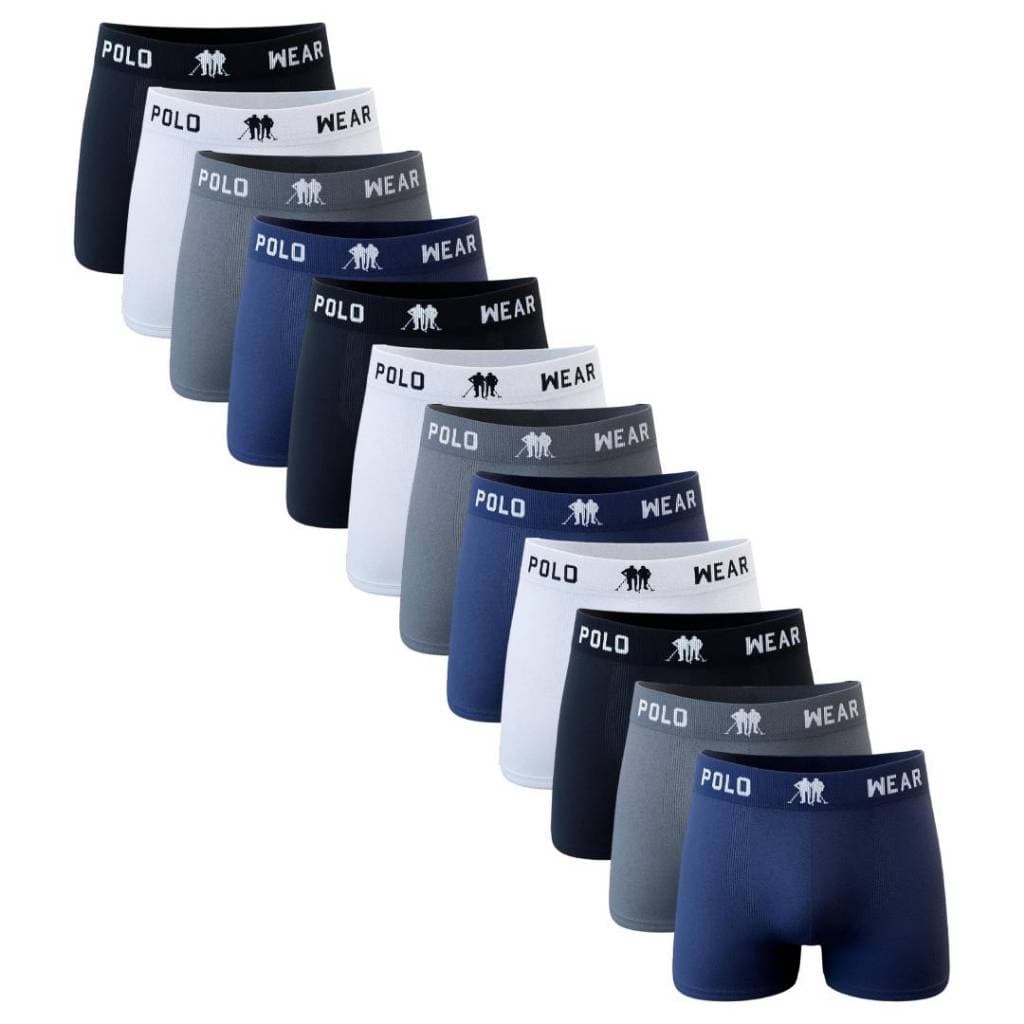 Kit Com 12 Cuecas Boxer Microfibra Polo Wear
