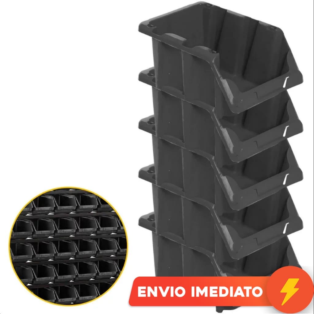 Kit 5 Gaveteiro Bin N7 Preto Plástico Organizador Parafusos Oficina