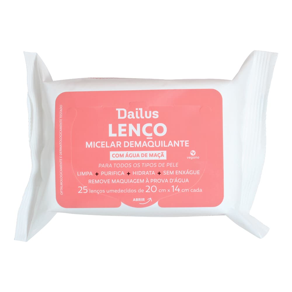 Lenço Micelar Demaquilante Com Água de Maçã 25un Dailus