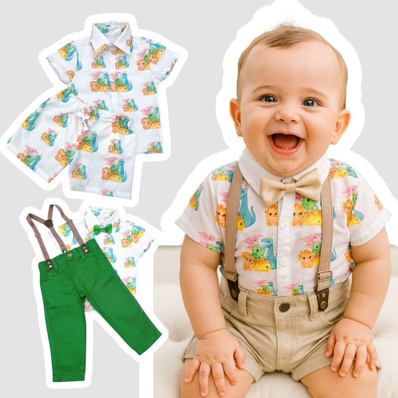 Conjunto Menino Temático Aniversário Dino Baby Dinossauro